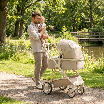 papa parc avec poussette 3 en 1