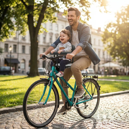 papa ville avec bebe porte bebe velo