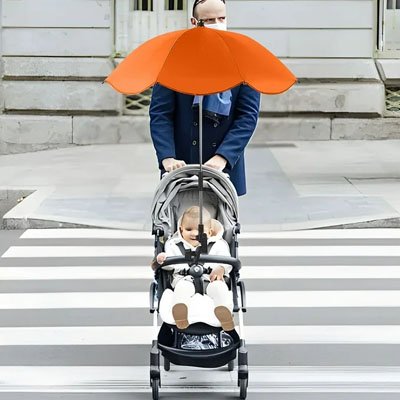 papa ville avec ombrelle pour poussette orange