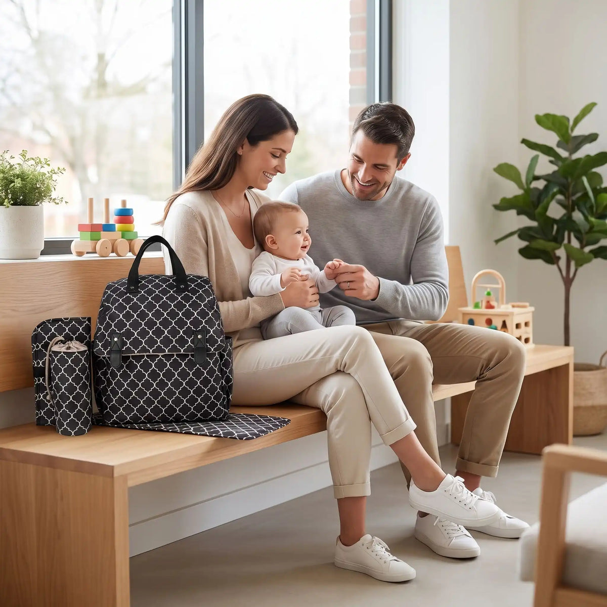 parents salle attente sac a langer avec tapis de change