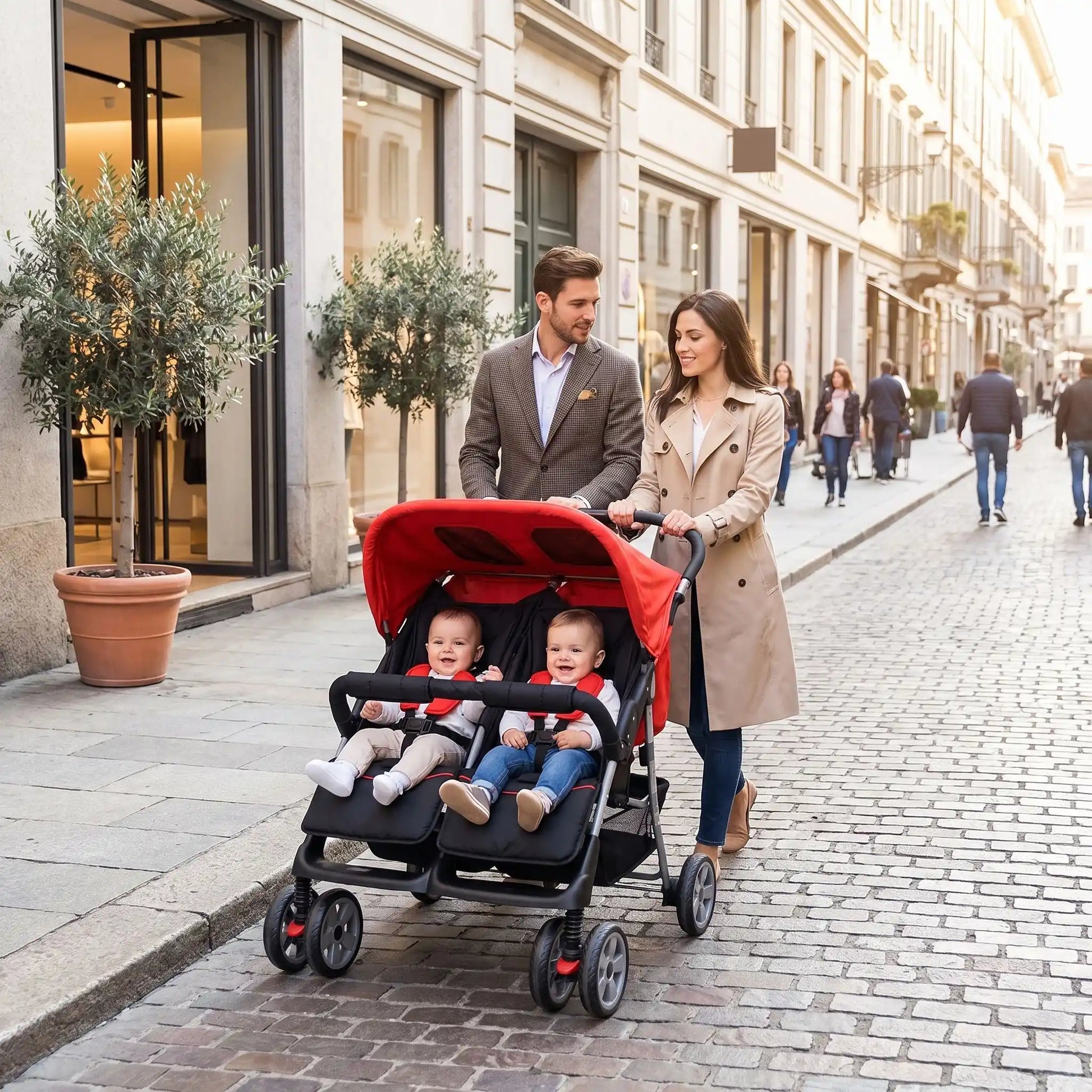 parents ville poussette double pour jumeaux