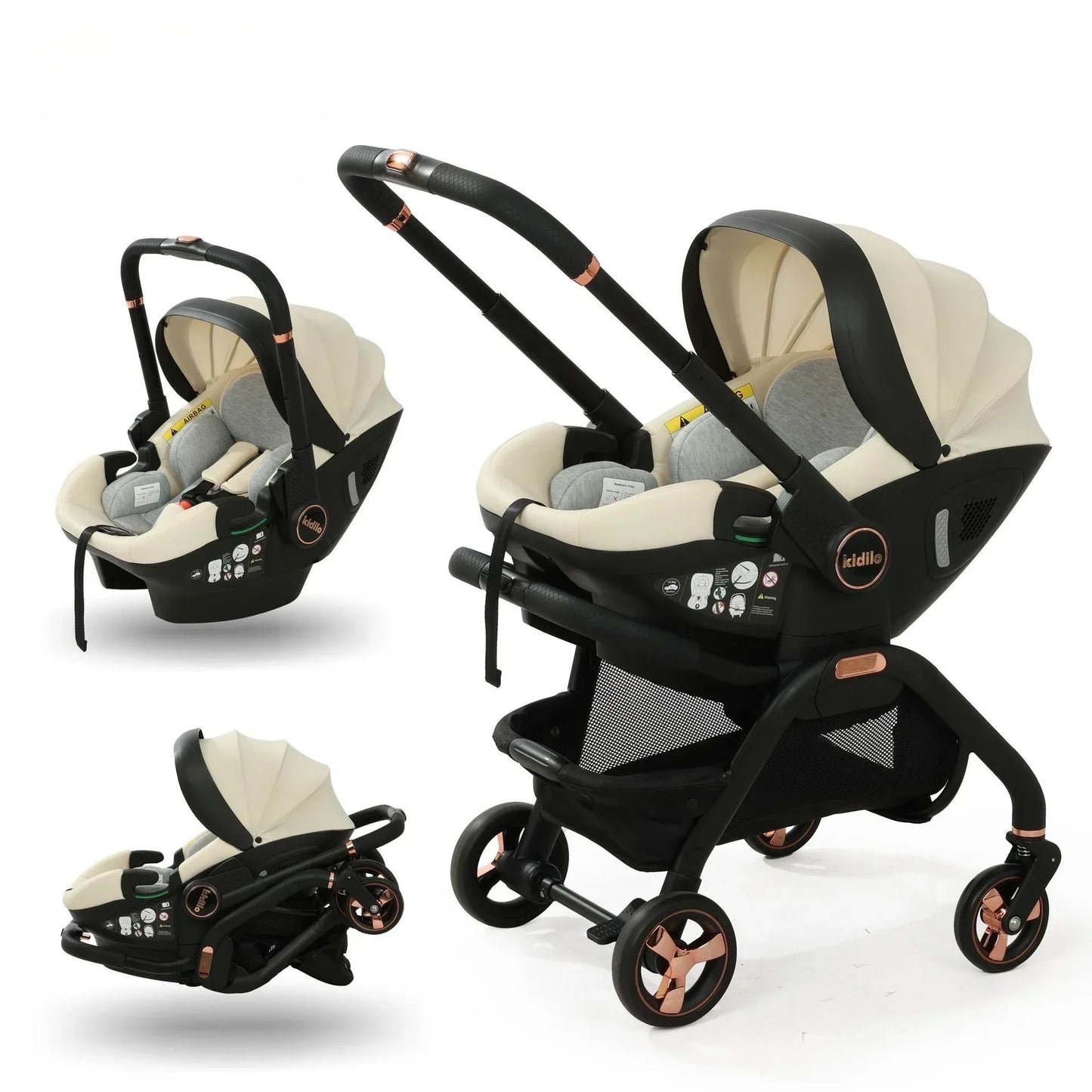poussette 3 en 1 beige