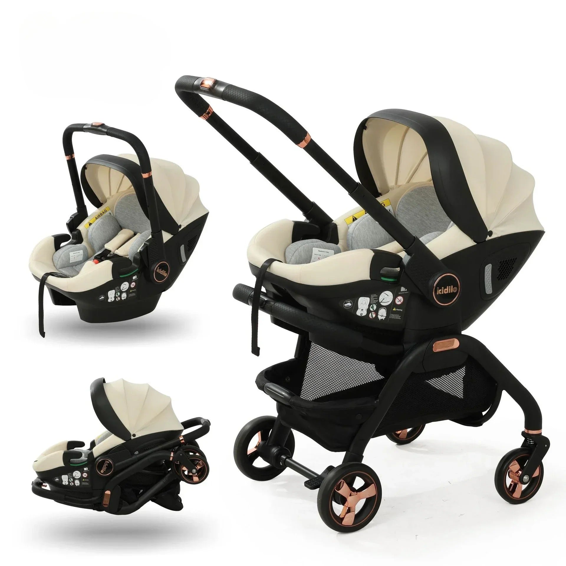 poussette 3 en 1 beige