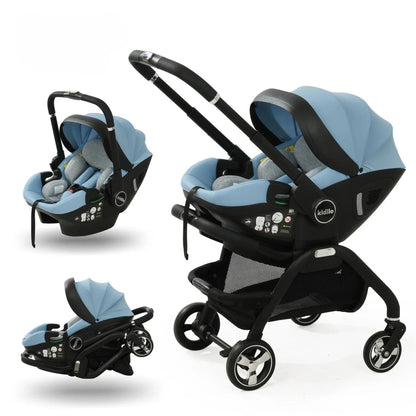 poussette 3 en 1 bleu