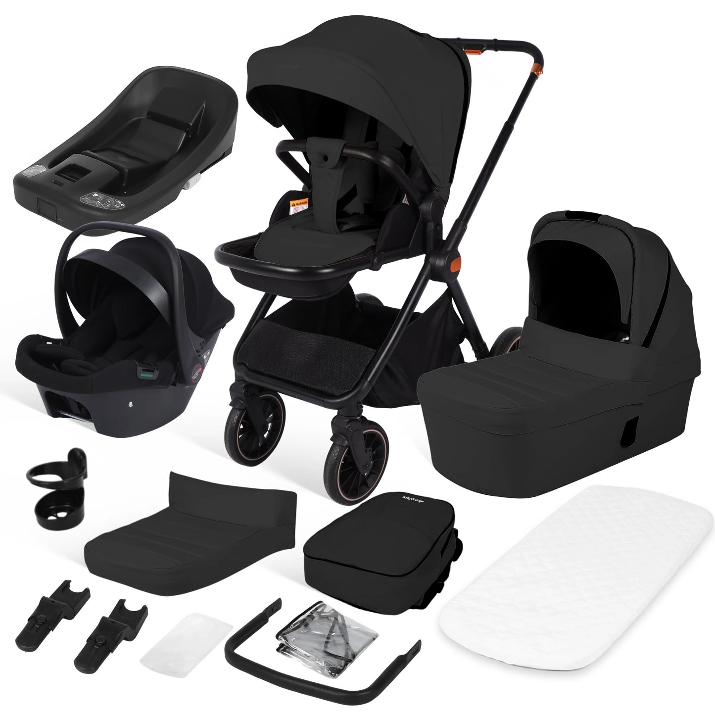 poussette 4 en 1 isofix noir solide