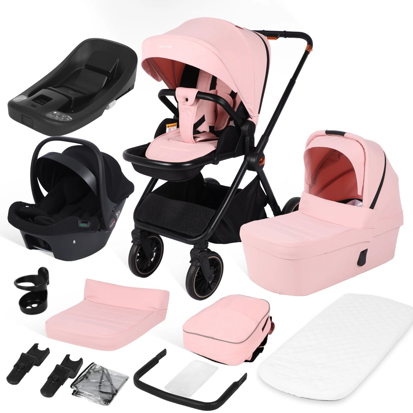 poussette 4 en 1 isofix rose noir