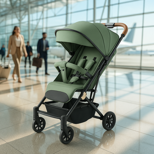 poussette pliable avion a l aeroport