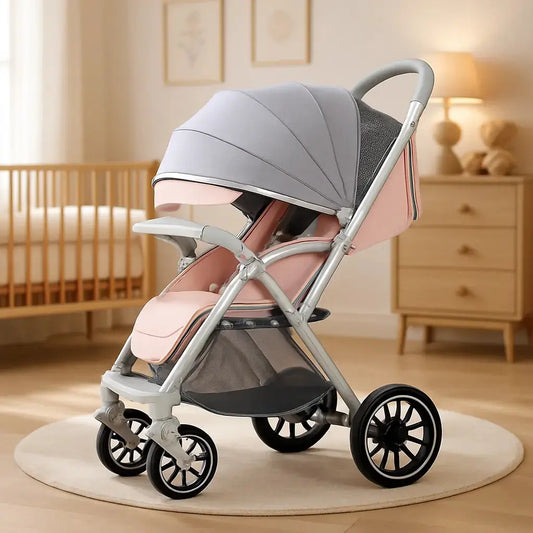 poussette pliable dans une magnifique chambre de bebe