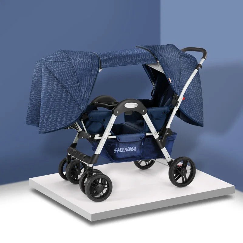 poussette pour jumeaux bleu