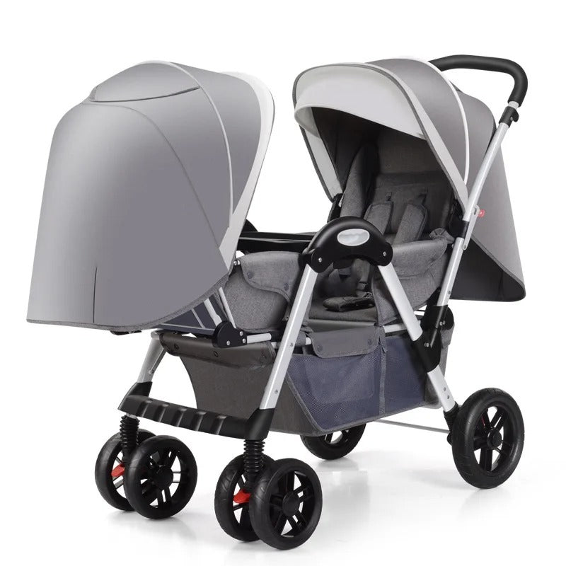 poussette pour jumeaux gris