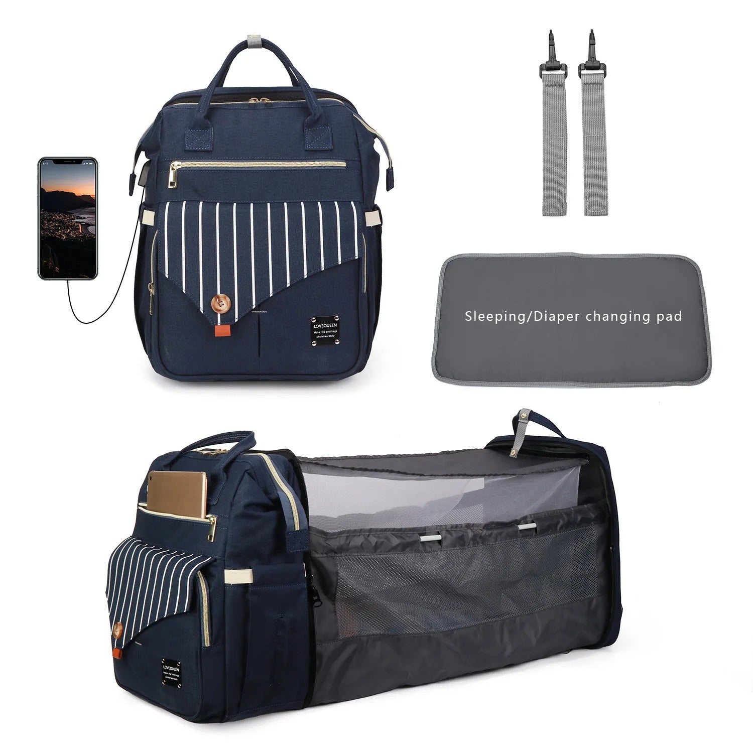 sac a langer 3 en 1 bleu