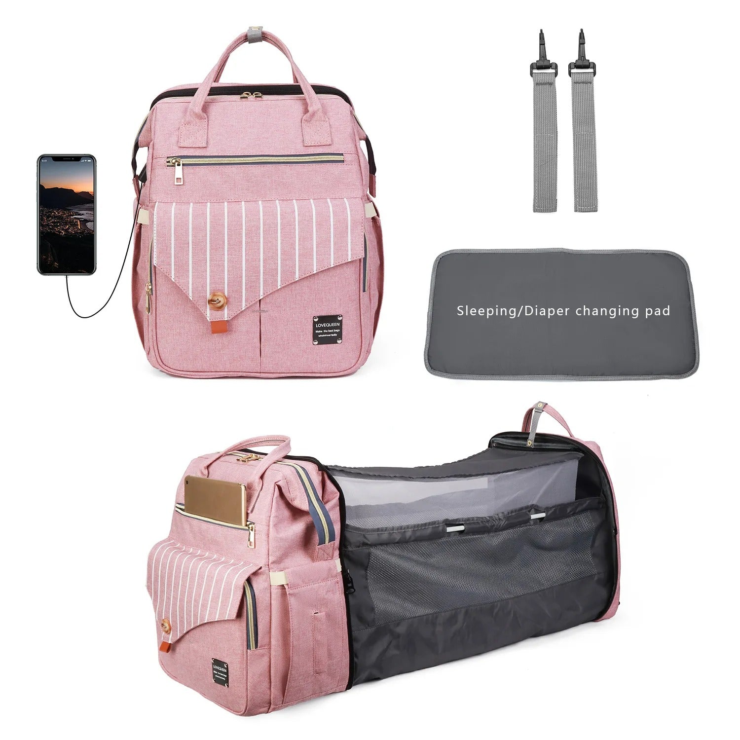 sac a langer 3 en 1 rose