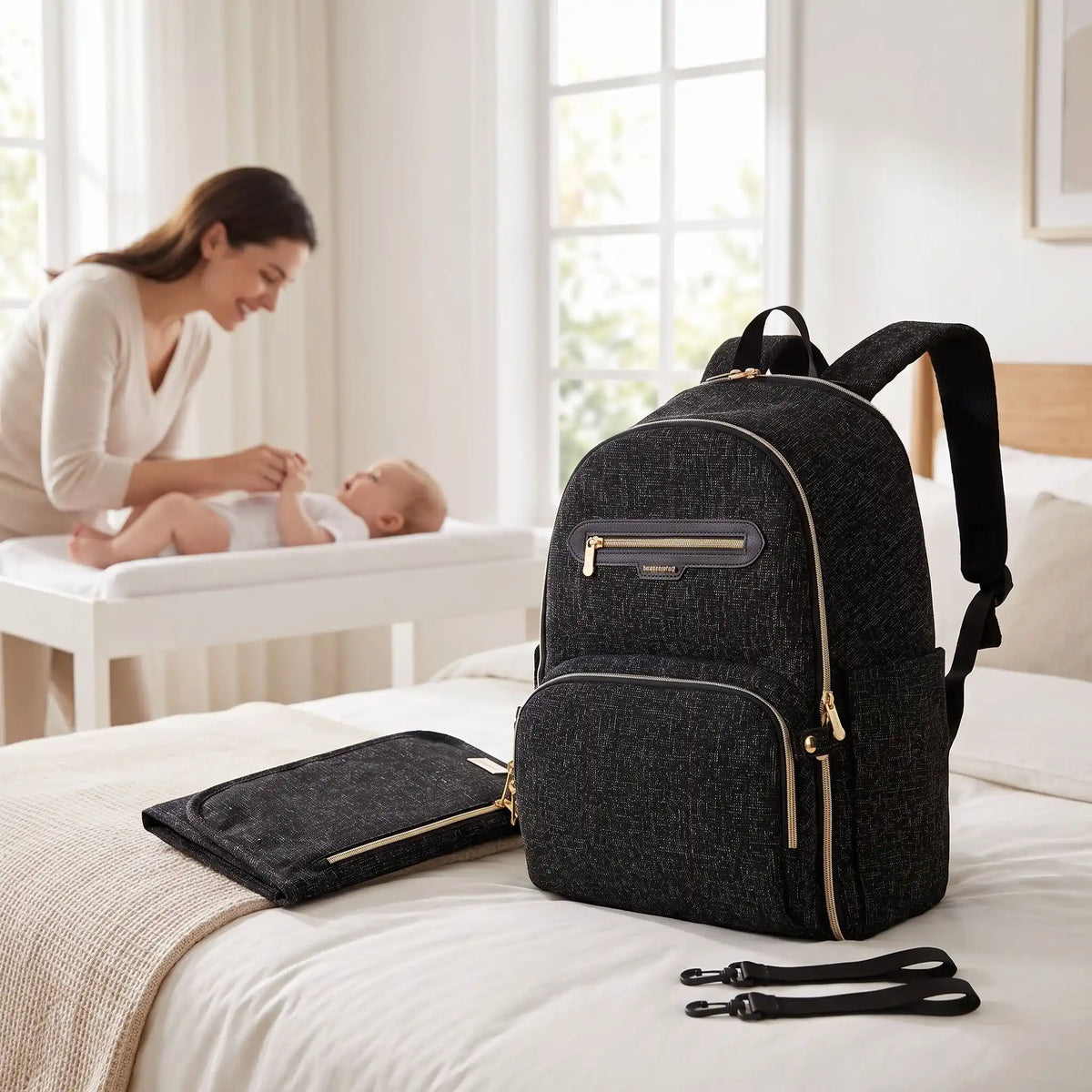 sac a langer avec tapis de change dans chambre