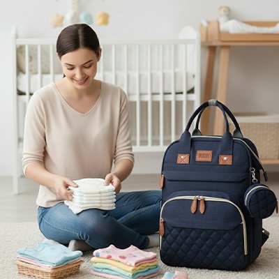 sac à langer bébé luxe bleu