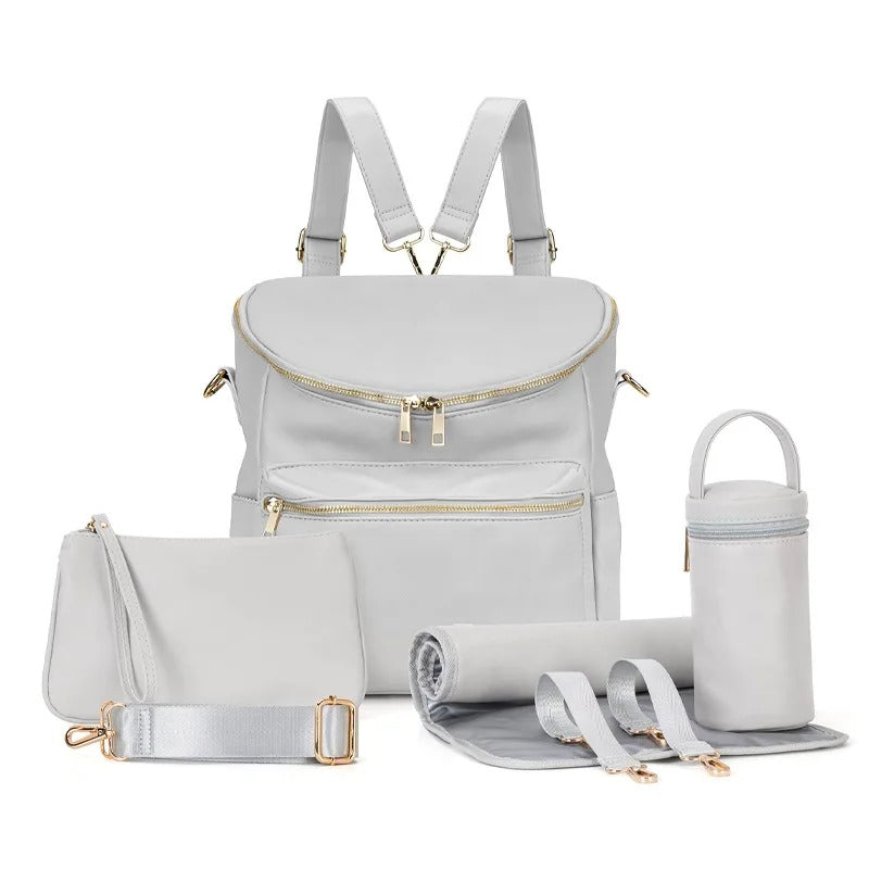sac a langer cuir gris clair