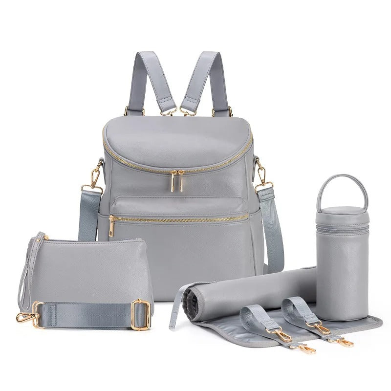 sac a langer cuir gris