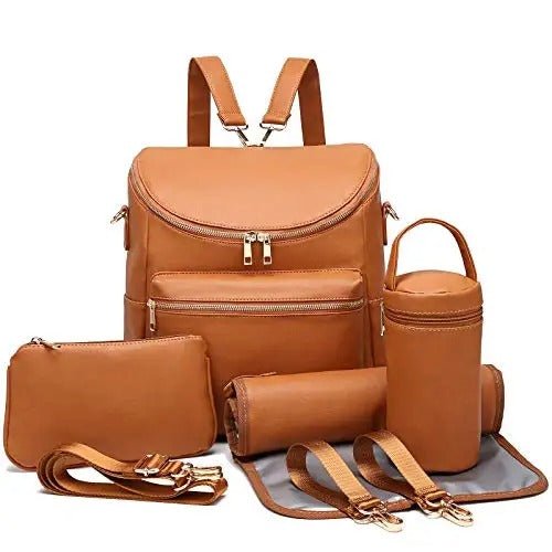 sac a langer cuir marron