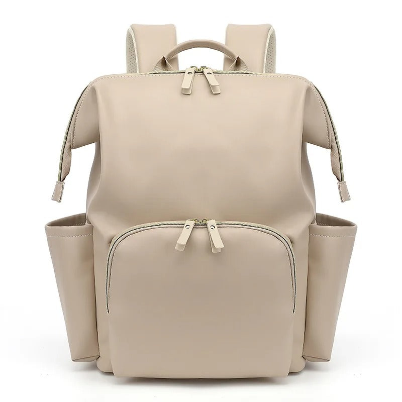 sac a langer en cuir beige
